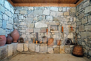 Georgian marani cellar for storing wine in special pitchers