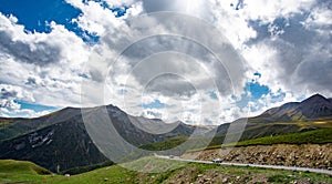 Georgian Military Road and Georgia-Russia Frendship Monument Hi-Res Panorama