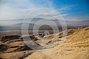 Georgian Mountains Silhouettes Sunrise Light Landscape Panorama View