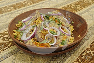 Georgian pilau in clay plate