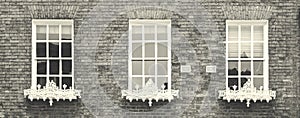 Georgian Sash Windows with Iron Railing A