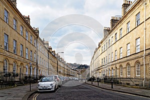 Georgian Town Houses in Henrietta Street in Bath city center England UK