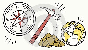 Geosciences Exploration World Discovery, vector design Generative AI