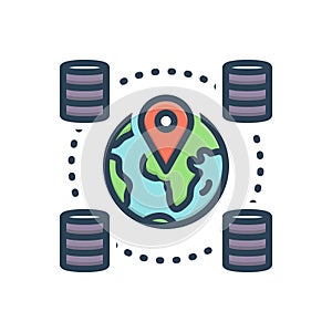 Color illustration icon for Geospatial, locations and gps photo