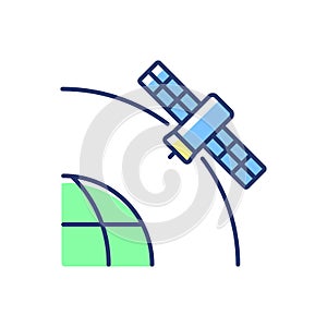 Geostationary Satellite blue, green RGB color icon
