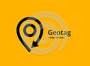 Geotag with arrow or location pin logo icon design photo