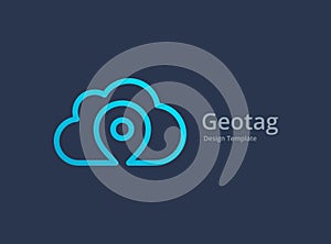 Geotag with cloud or location pin logo icon design