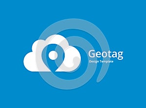 Geotag with cloud or location pin logo icon design