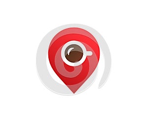 Geotag with coffee or location pin logo icon design