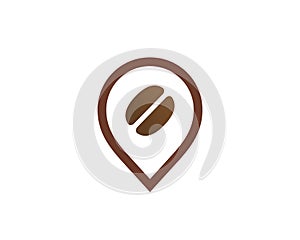 Geotag with coffee or location pin logo icon design