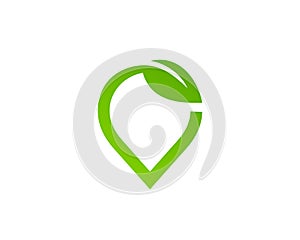 Geotag with eco leaves or location pin logo icon design