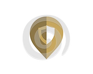Geotag with shield or location pin logo icon design