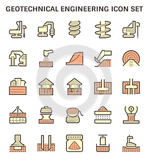 Geotechnical engineering and soil testing vector icon