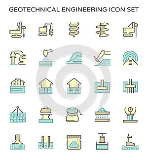 Geotechnical engineering and soil testing vector icon