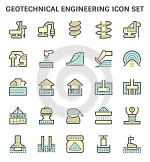 Geotechnical engineering and soil testing vector icon