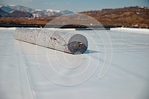 Geotextile for roof, covered with synthetic PVC membrane