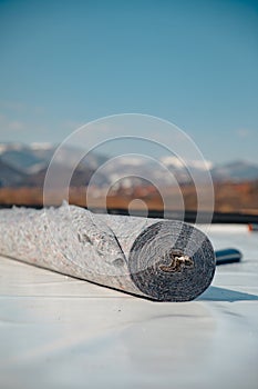 Geotextile for roof, covered with synthetic PVC membrane