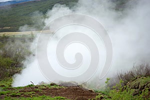 Geothermal activity in Hveragerdi, Iceland with hot springs photo