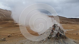 Geothermal activity in Iceland called Fumarole photo