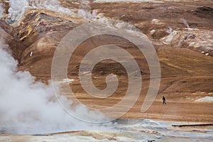 Geothermal activity in volcanic area in Iceland