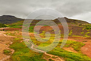 Geothermal area in the Haukadalur Valley, Iceland