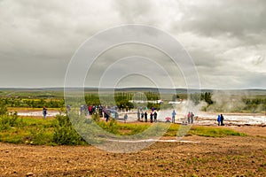 Geothermal area in the Haukadalur Valley, Strokkur Geyser, Iceland