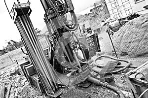 Geothermal drilling machine black and white