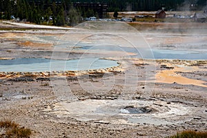 Geothermal feature at old faithful area at Yellowstone National Park (USA