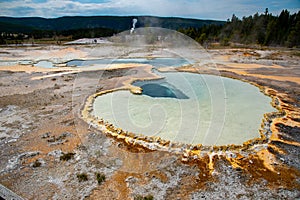 Geothermal feature at old faithful area at Yellowstone National Park (USA