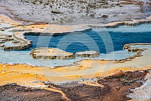 Geothermal feature at old faithful area at Yellowstone National Park (USA