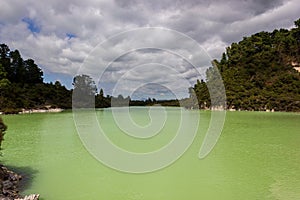 geothermal gern lake at wai-o-tapu, new zealand