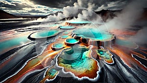 Geothermal Pools in the Highlands AI-GENERATED