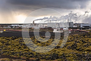 Geothermal Power Plant and Cloudy Sky