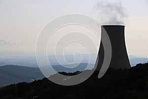 Geothermal power plant for electricity production. Condensation towers in reinforced concrete. Monterotondo near Larderello,