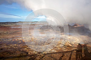Geothermal power plant Gunnuhver in south west Iceland