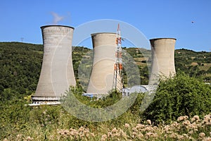 Geothermal power plant in Larderello, Italy