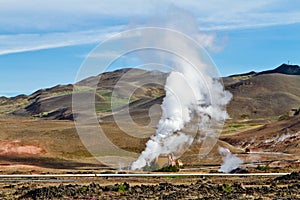 Geothermal power station. Myvatn geothermal area, Iceland