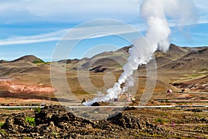 Geothermal power station. Myvatn geothermal area, Iceland