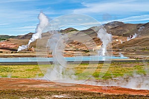 Geothermal power station. Myvatn geothermal area, Iceland