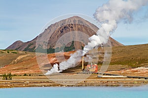 Geothermal power station. Myvatn geothermal area, Iceland