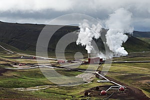 Geothermal power station near Krafla, Iceland