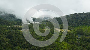 Geothermal power station. Philippines, Mindanao. Apo mountain.