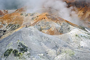 Geothermic fumes in Noboribetsu in the Shikotsu-Toya National Park in Hokkaido, Japan