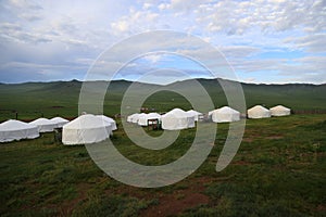 Ger camp in green Mongolia photo
