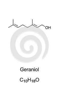 Geraniol, chemical structure and formula