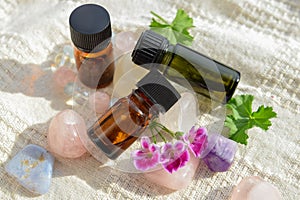 Geranium essential oils for aromatherapy treatment photo