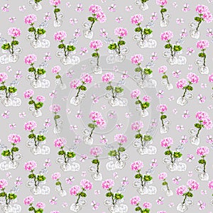 Geranium flower pattern Pink flower for print on fabric, paper, napkins