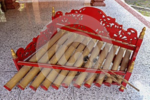 Gerantang is a traditional Balinese musician musical instrument made of wood and bamboo. It is played with bamboo sticks.