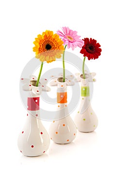 Gerber flowers in vases