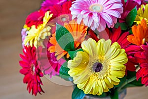 Gerbera daisy bouquet in glass vase